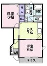 パレクロスロードＢ 2DKの間取り