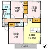 レスタ東原 3LDKの間取り