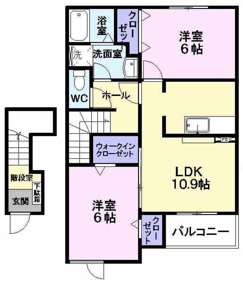 間取図 奥羽本線・山形線/さくらんぼ東根駅 徒歩23分 2階 築17年