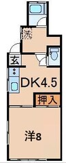 フレンドリー鈴川 1DKの間取り