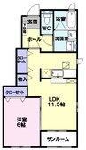 奥羽本線・山形線/神町駅 徒歩16分 1階 築15年 1LDKの間取り