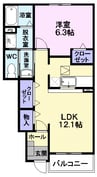 リリエンハイム　Ｂ 1LDKの間取り