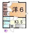 田村ハイツB 1Kの間取り
