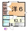 田村ハイツB 1Kの間取り