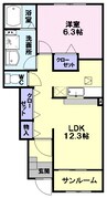 アンジュフランⅠ 1LDKの間取り
