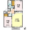 オーシャンソレイユ Ｄ 2LDKの間取り