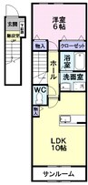 リヴィエールⅡ 1LDKの間取り