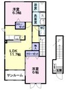 奥羽本線・山形線/神町駅 徒歩8分 2階 築15年 2LDKの間取り