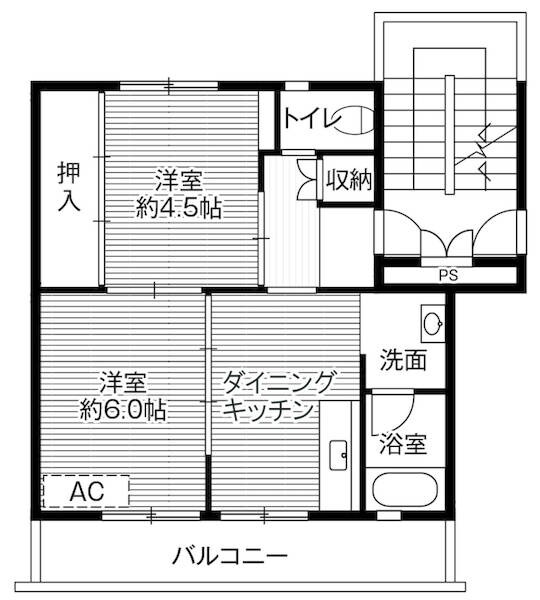 間取り図 奥羽本線・山形線/東根駅 徒歩20分 3階 築45年