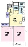 リッチオークヒルズ　Ｂ 2DKの間取り