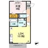 クレストシエル 1LDKの間取り