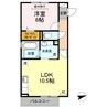 クレストシエル 1LDKの間取り