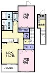 カルチェ・ド・モエ　Ｓ 2LDKの間取り
