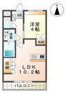 メルヴェールⅡ 1LDKの間取り