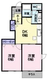 ジェントリー下条Ａ棟 2DKの間取り