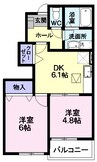 エーデルハイム　Ｂ 2DKの間取り