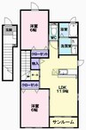 グレースタカディアンⅠ 2LDKの間取り