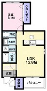 ミルト　クリーマ　Ｂ 1LDKの間取り