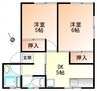 コーポ清江 2DKの間取り