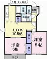 ヒルテラス　ウエスト 2LDKの間取り