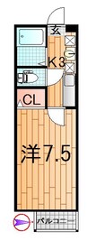 エクセルさくら 1Kの間取り