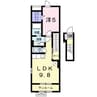 プラシードⅡ 1LDKの間取り