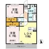 スリー・スター Ⅴ号館 Ｂ 2LDKの間取り