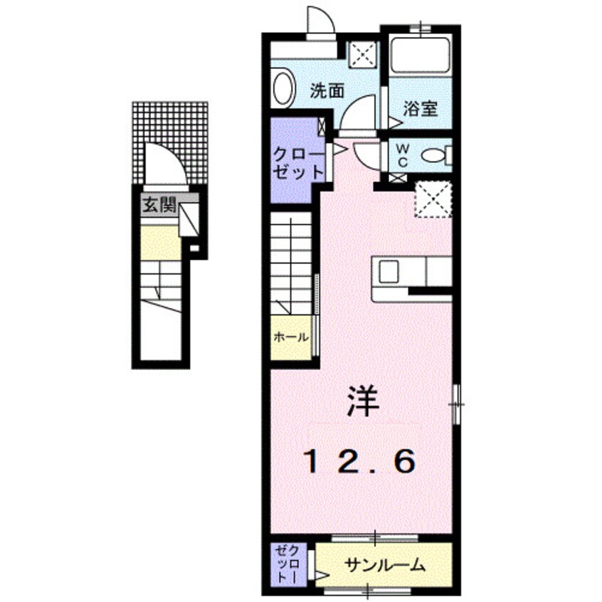 間取図 奥羽本線・山形線/神町駅 徒歩10分 2階 築4年