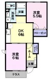 プリマベーラ 2DKの間取り