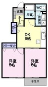 奥羽本線・山形線/神町駅 徒歩10分 1階 築22年 2DKの間取り