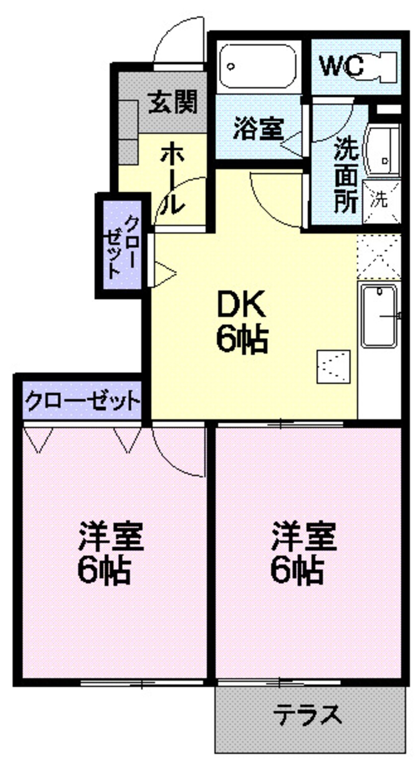 間取図 奥羽本線・山形線/神町駅 徒歩10分 1階 築22年