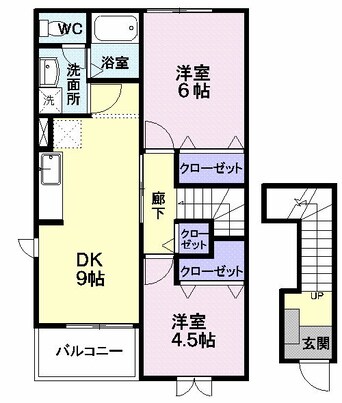 間取図 奥羽本線・山形線/さくらんぼ東根駅 徒歩15分 2階 築22年