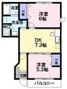 リブタウン　Ａ 2DKの間取り
