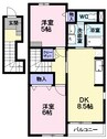 リバティーベルＡ 2DKの間取り