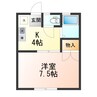 システィハイム 1Kの間取り