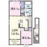 ハピネス落合Ａ 2LDKの間取り