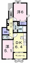 ノースパークベル 2DKの間取り