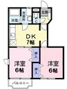 パレクロスロードＤ 2DKの間取り
