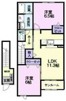 奥羽本線・山形線/さくらんぼ東根駅 バス:3分:停歩5分 2階 築15年 2LDKの間取り