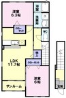グラース　アンジュ 2LDKの間取り