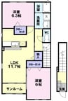グラース　アンジュ 2LDKの間取り