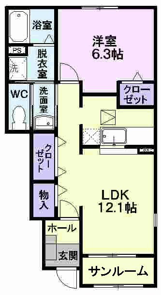 間取り図 奥羽本線・山形線/神町駅 徒歩9分 1階 築15年