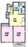 奥羽本線・山形線/神町駅 徒歩10分 1階 築22年 2DKの間取り