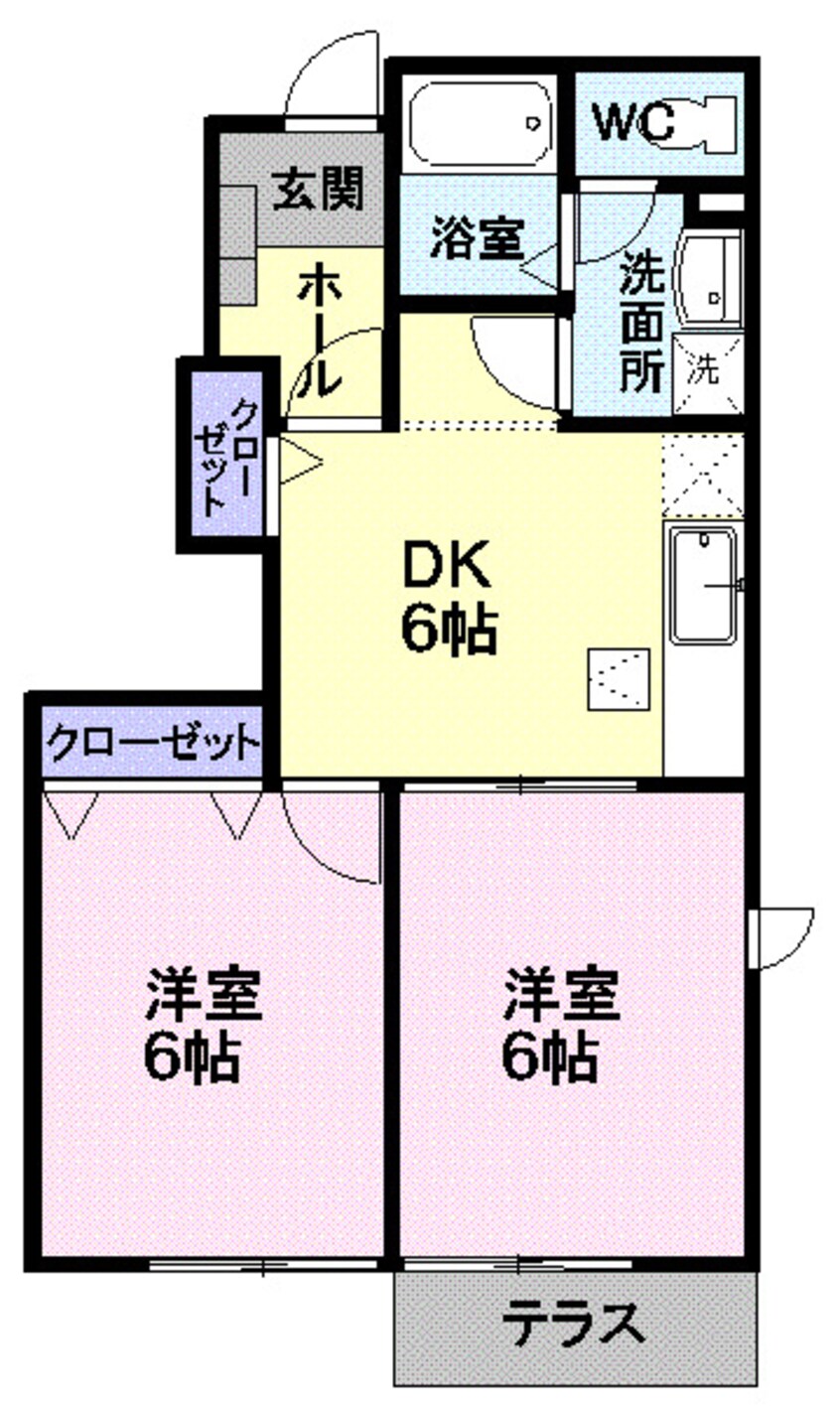 間取図 奥羽本線・山形線/神町駅 徒歩10分 1階 築22年