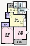 チェリーミルＡ 2DKの間取り