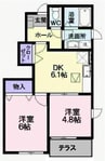 チェリーミルＡ 2DKの間取り