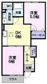 アスペンベ－ルＥ 2DKの間取り