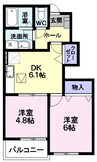 エーデルハイム　Ｂ 2DKの間取り
