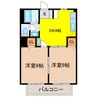 ハイツピーチヒル 2DKの間取り