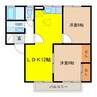 セジュール薬師寺 2LDKの間取り